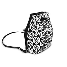  Black and White Lily Print Bucket Backpack